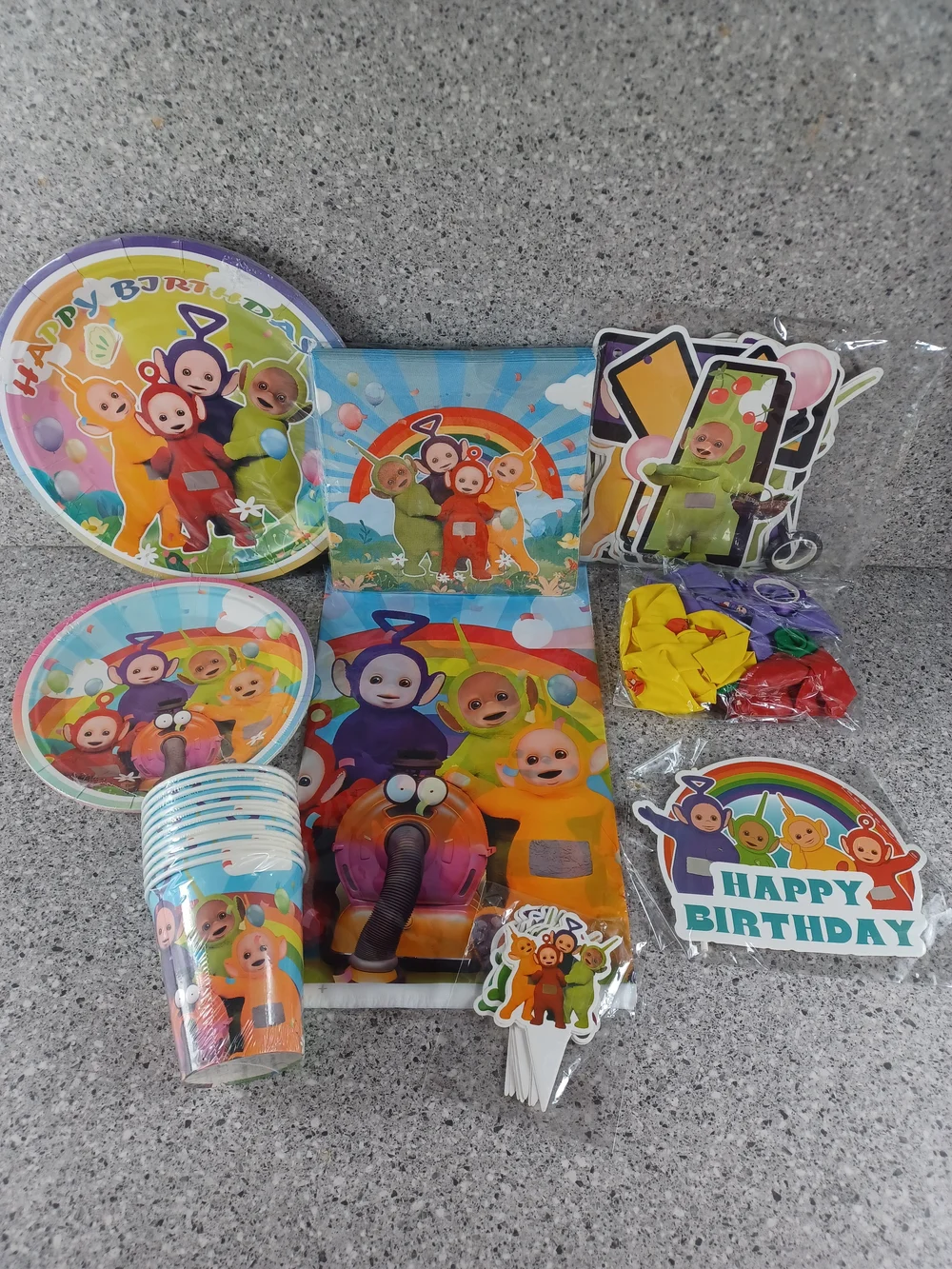 Teletubbies Birthday Party Supplies Set Balloons Cake Toppers Banner Plates Cups